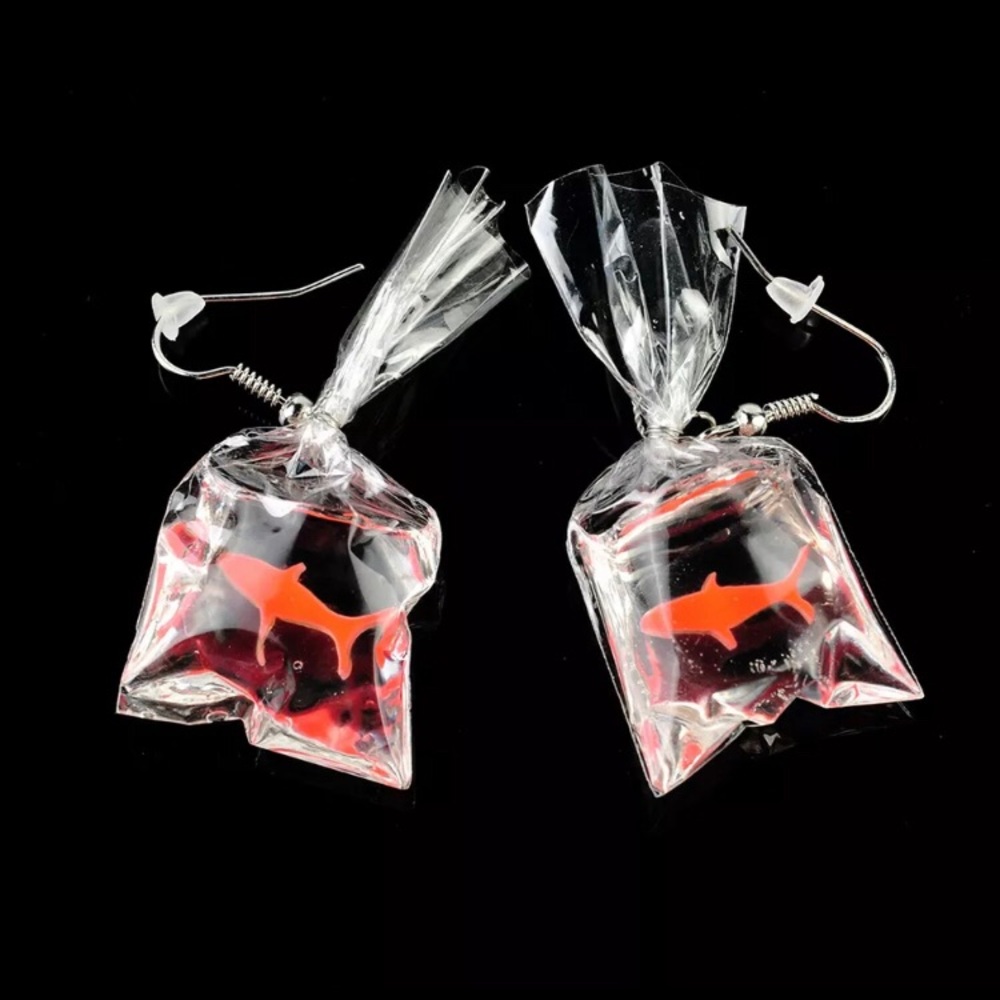 Fish in a bag earrings